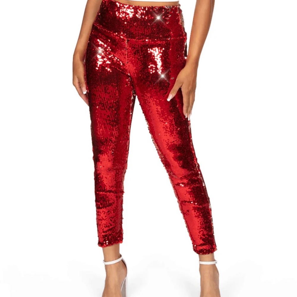 Red Sequin Women's Pants